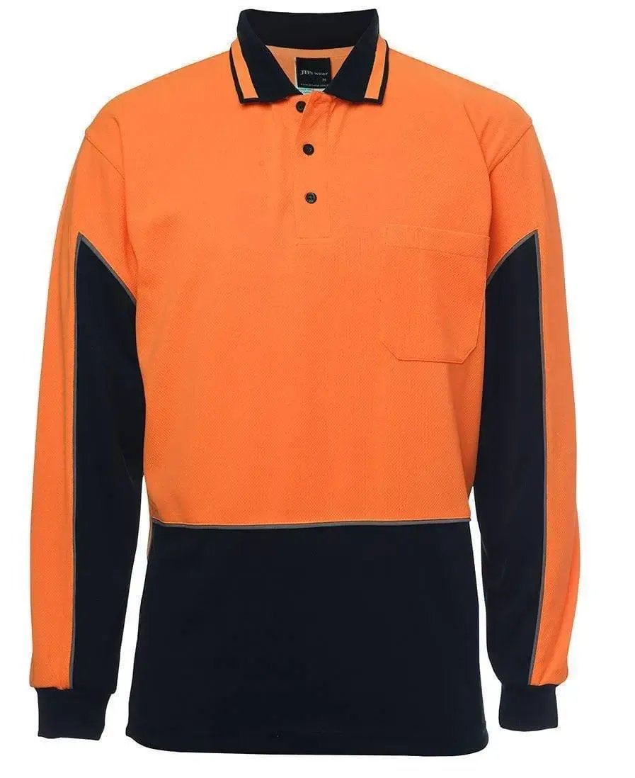 Jb's Wear Work Wear Orange/Navy / XS JB'S Hi-Vis Long Sleeve Gap Polo 6HVGL
